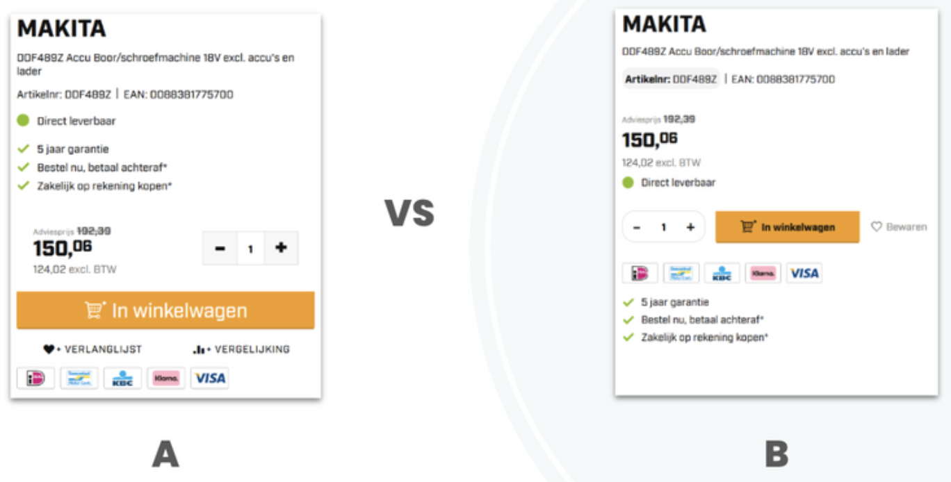 Exemplo de teste A/B