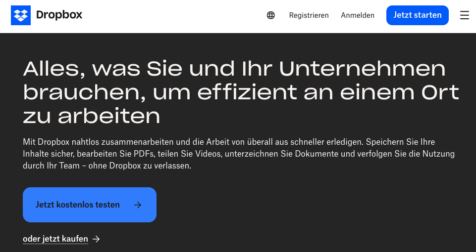 Appel à l'action Dropbox (CTA)