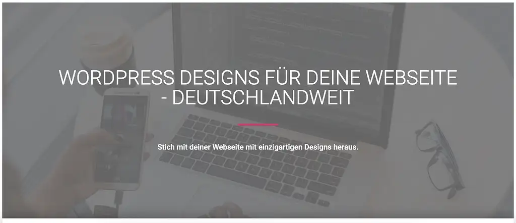 Landing page headline "WordPress Designs für deine Webseite - deutschlandweit"