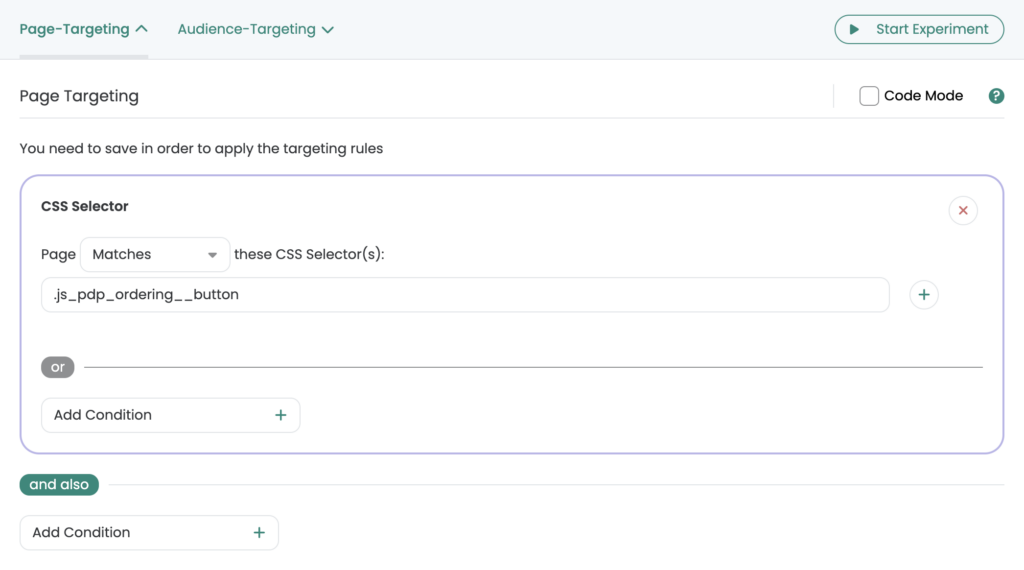 Page Targeting - Varify.io - A/B Testing Platform