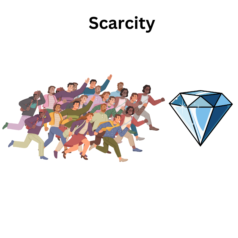 Scarcity - Crowd running to diamond