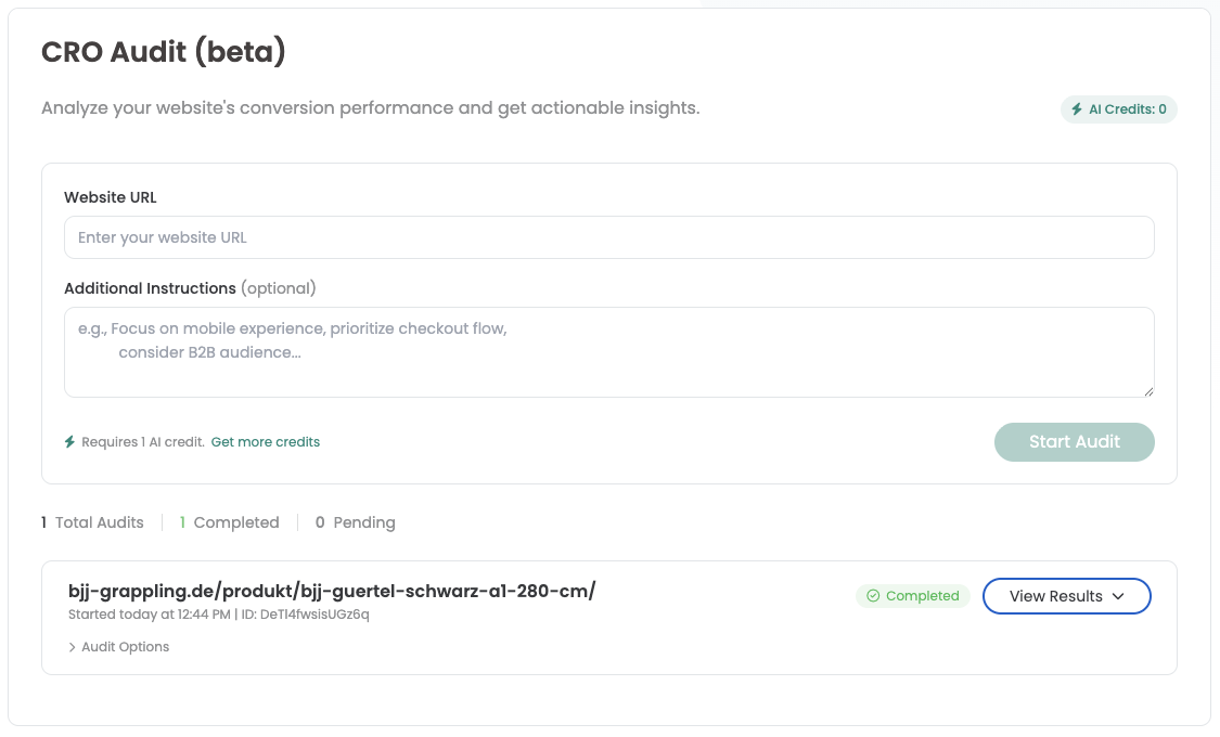 AI CRO Audit - Varify.io - A/B Testing Platform